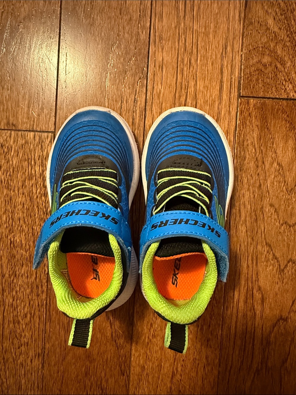 Skechers Kids Blue with Lime & Orange Athletic Sneakers
